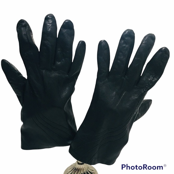 GENUINE Leather Women Black Gloves Size S - Picture 4 of 12